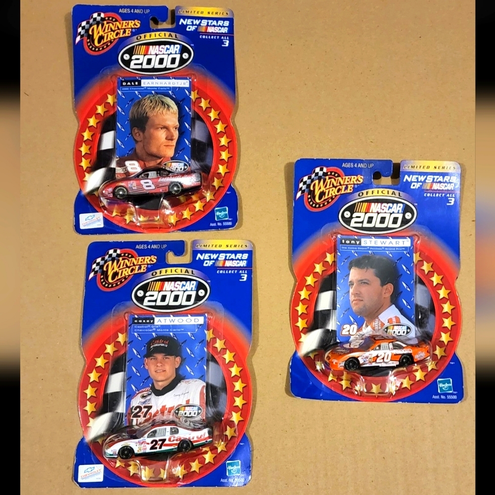 New Stars of NASCAR 2000, featuring Tony Stewart, Dale Jr., and Casey Atwood.
